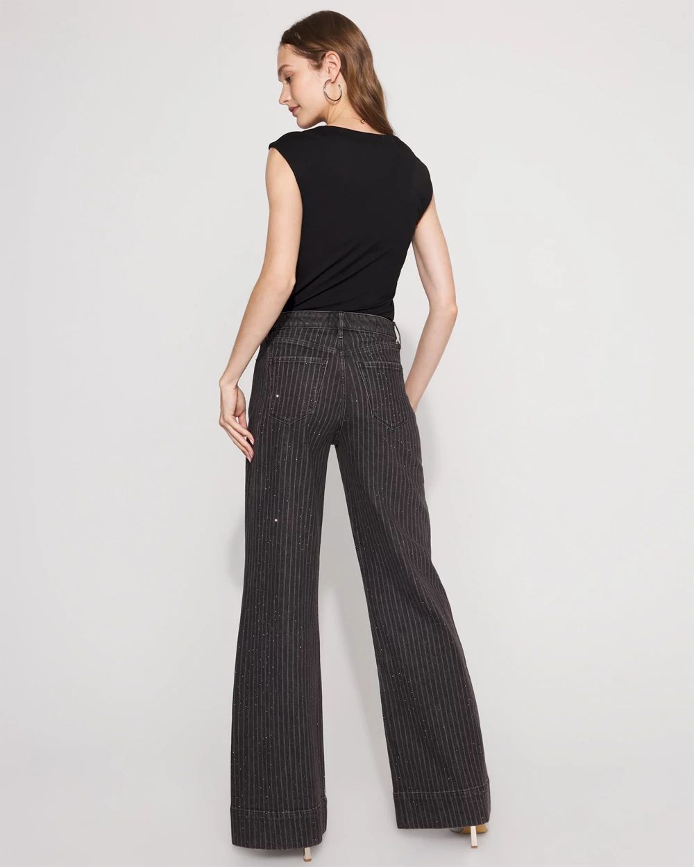 Extra High Rise Heatset Pinstripe Trouser Jean | White House Black